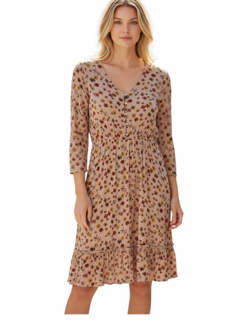 Downeast  Boho Floral Button-Front Midi Dress Size L